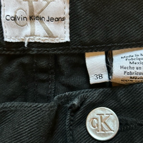 MENS Y2K CALVIN KLEIN JEANS BLACK STRAIGHT LEG DENIM JEANS, SIZE 38x30 - Picture 3 of 4